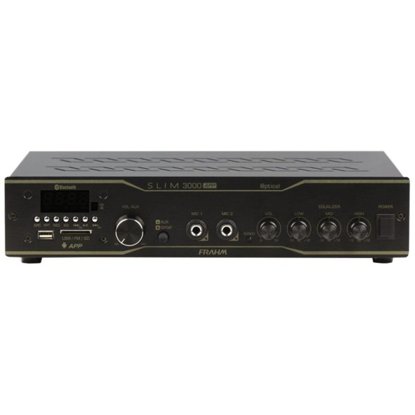 Amplificador C/ USB/SD/FM e BT SLIM3000 APP Optical FRAHM  - Pro Áudio SP - Som Profissional